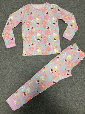 Girls Lavender Floral Tinker Bell Print Pajama Set